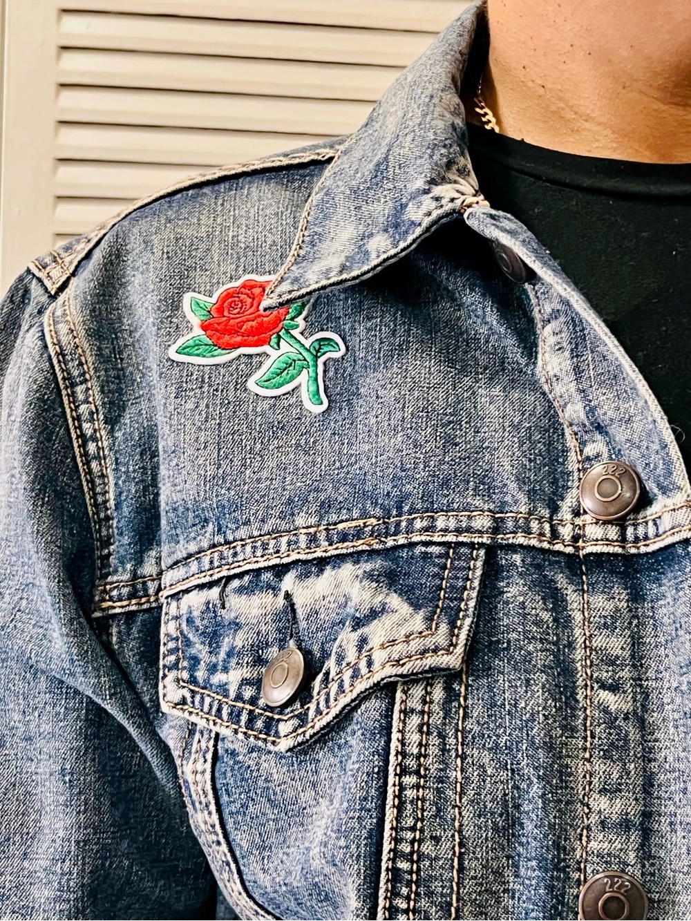 Light Blue Denim Patch Jacket with Graphic Back patches by mister_sister